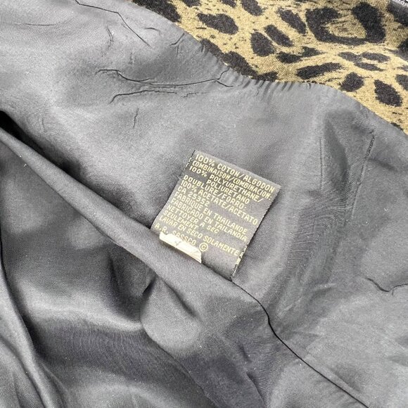 Kasper & Company Petite Leopard Print Blazer Jacket 8P Black & Brown Cotton Blen - Picture 3 of 5